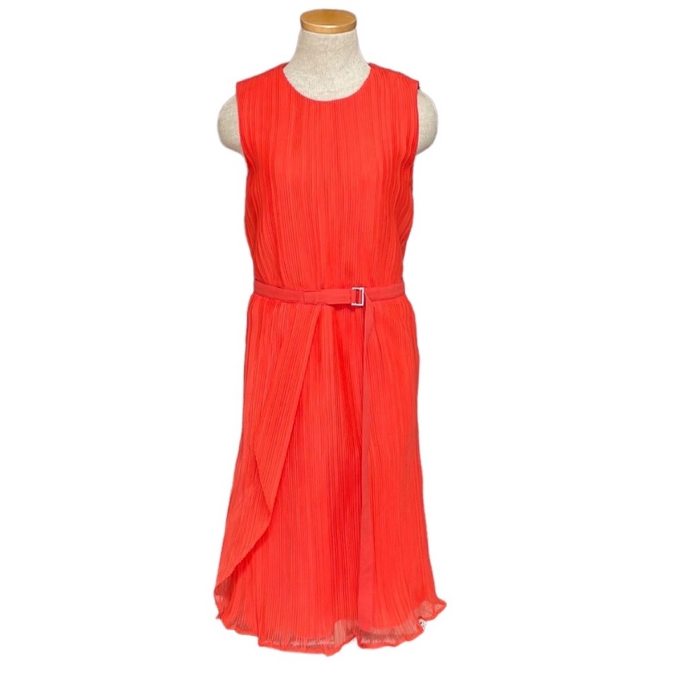 HUGO BOSS Vintage Midi Dress - Red Orange Organza - Size 4